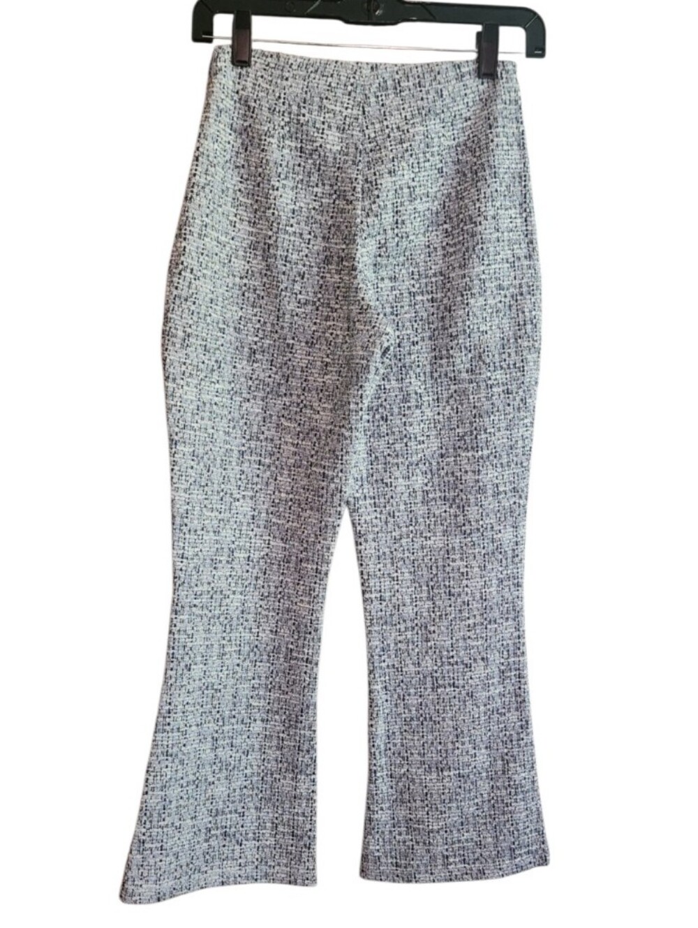 Zara Black & White Tweed Boucle Boot-Cut Pants Blue And White
